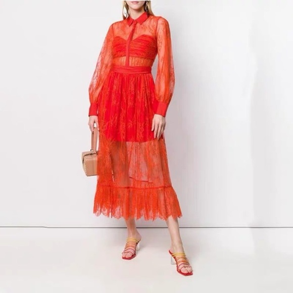 SELF-PORTRAIT Maxi Lace Dress w/ Tags Size: M | US6, UK10 - Picture 8 of 16